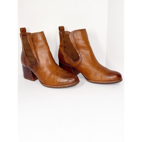 Kork Ease Albin Ankle Boot Pull On Brown Leather Bootie Chelsea Chunky Heel 8.5 - Picture 6 of 15